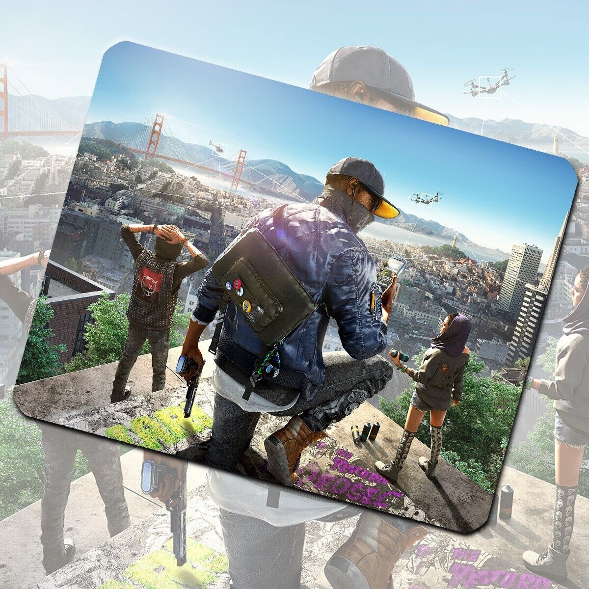 Mouse Pad Fan Art " Watch Dogs '" Anime Manga Videogames Movies NGW02