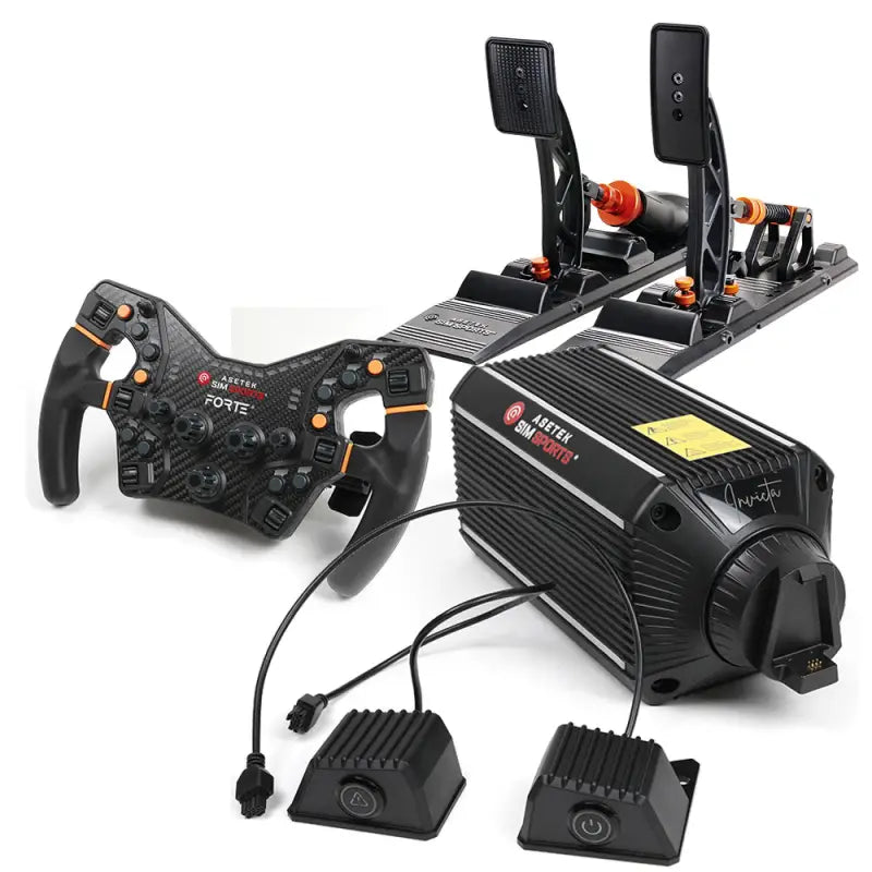 Asetek SimSports Invicta 27Nm Passo diretto + ruota Forte e pedali serie S Bundle