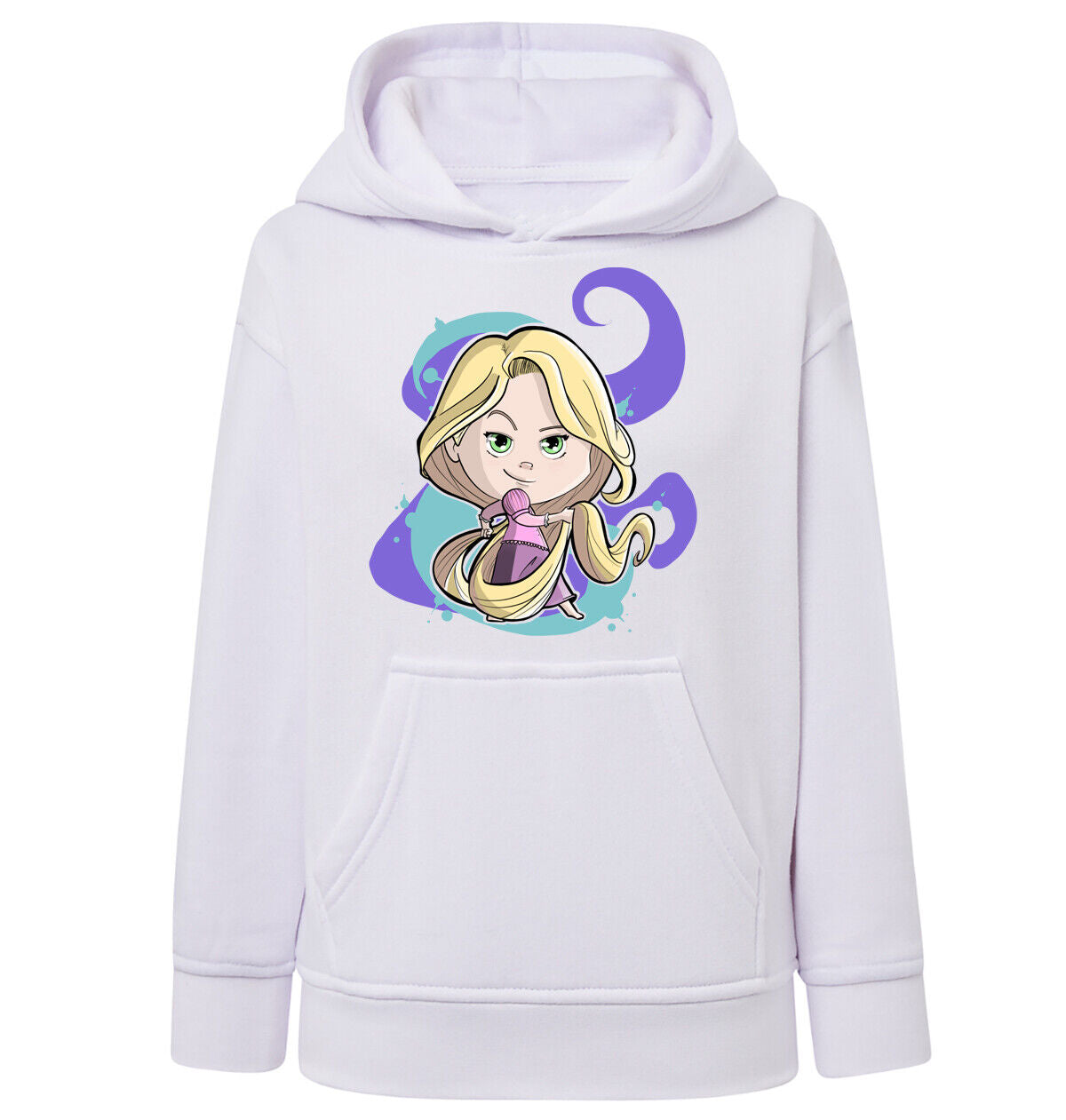 Felpa Bambino con cappuccio Rapunzel anime manga fan art scegli la tua