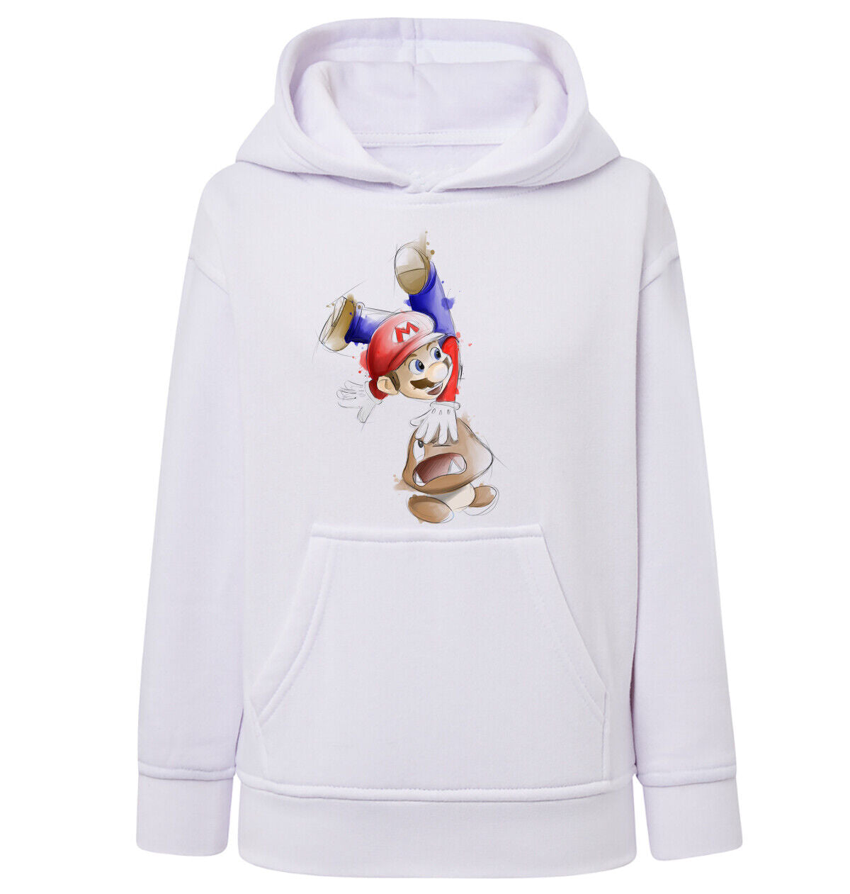 Felpa Bambino con cappuccio Super Mario anime manga fan art scegli la tua