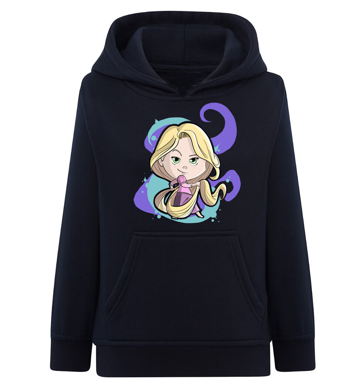 Felpa Bambino con cappuccio Rapunzel anime manga fan art scegli la tua