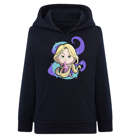 Felpa Bambino con cappuccio Rapunzel anime manga fan art scegli la tua
