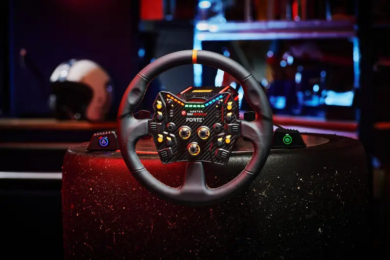 Asetek SimSports Cerchio volante rotondo in pelle nera