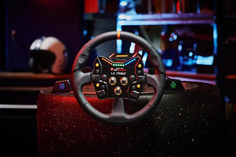 Asetek SimSports Cerchio volante rotondo in pelle nera