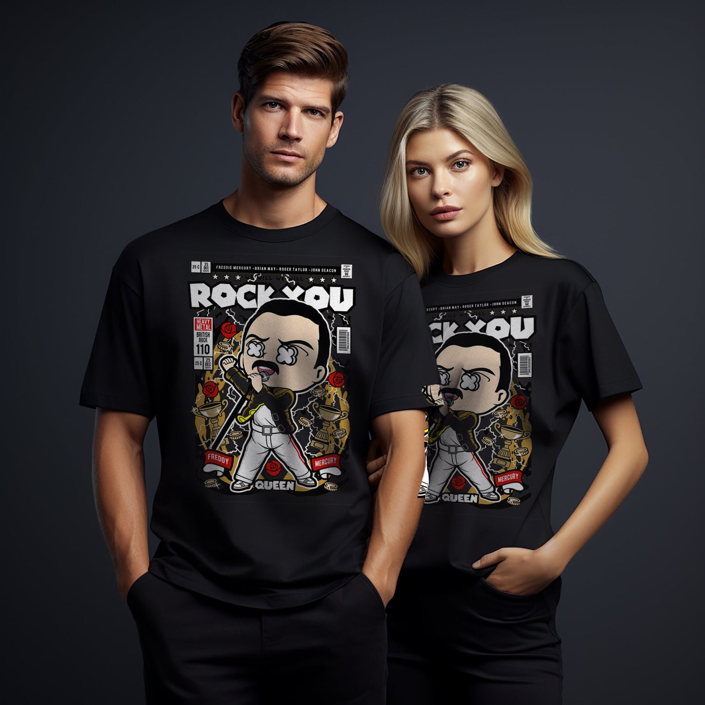 T-Shirt maglietta FanArt Freddy Mercury Manga Videogames Film SerieTV Music