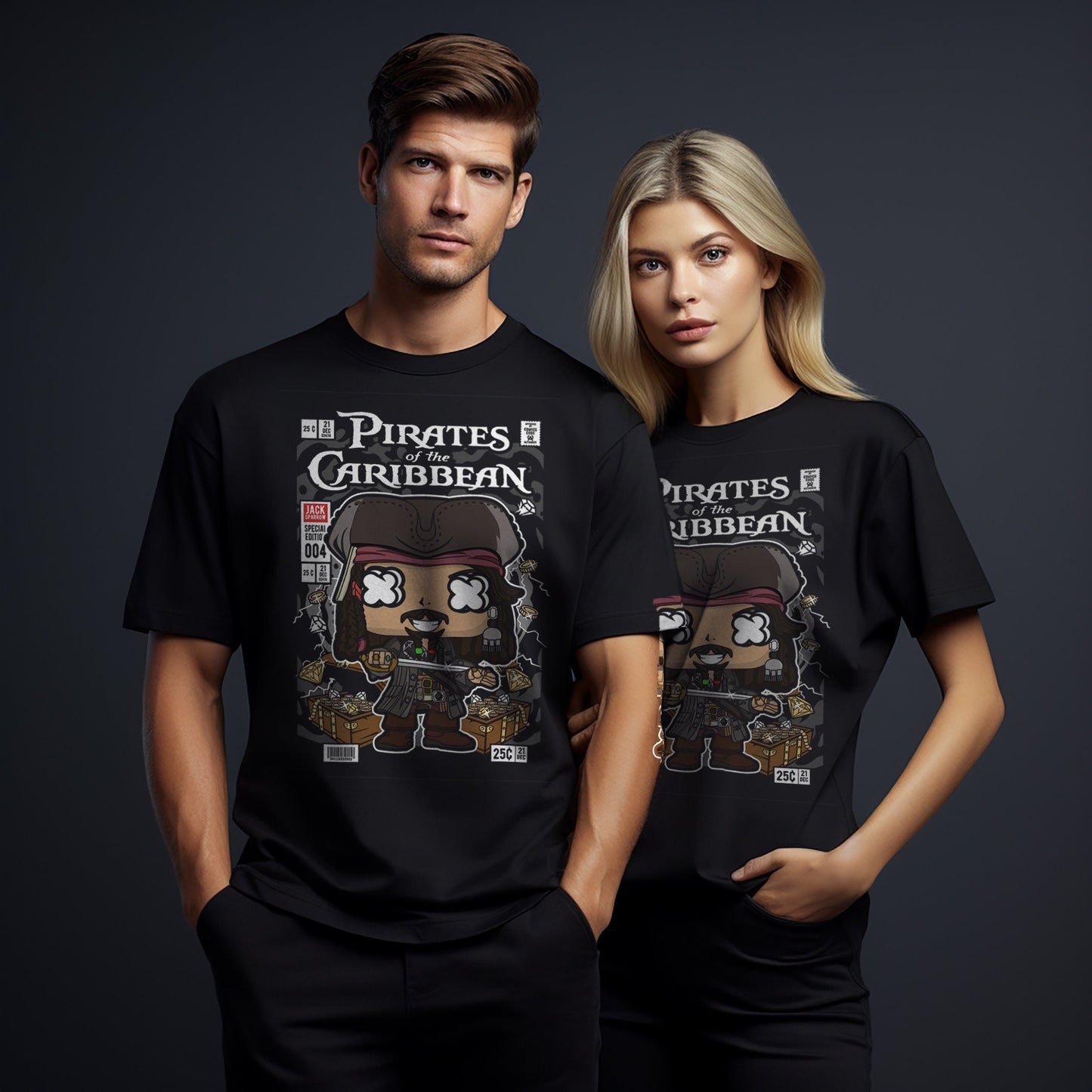 T-Shirt maglietta FanArt Jack Sparrow Manga Videogames Film SerieTV Music